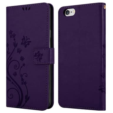iPhone 6 PLUS / 6S PLUS lommebokdeksel Blomster (lilla)