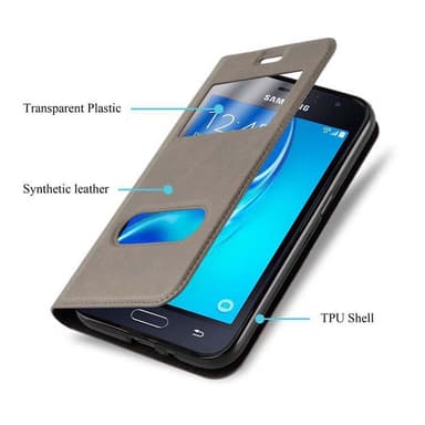 Samsung Galaxy J1 2015 lommebokdeksel cover (brun)