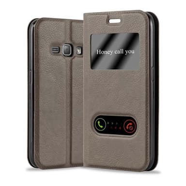 Samsung Galaxy J1 2015 lommebokdeksel cover (brun)