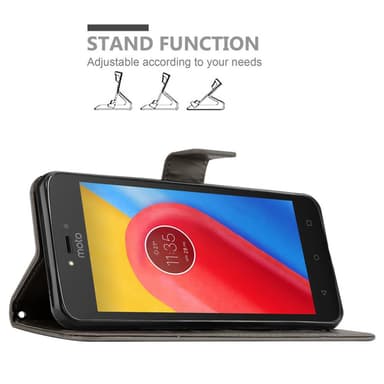 Motorola MOTO C lommebokdeksel Blomster (grå)