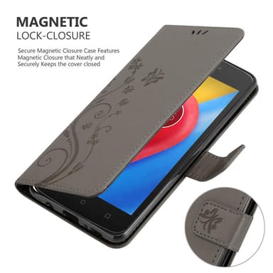 Motorola MOTO C lommebokdeksel Blomster (grå)