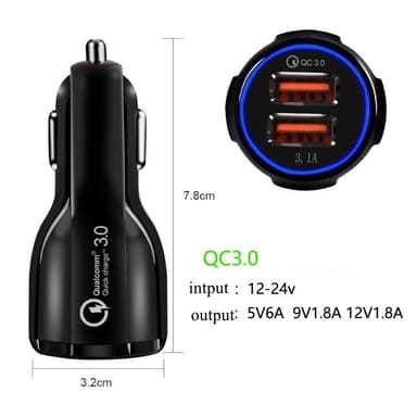 Biladdare mobiltelefon USB-ladeadapter 3.0