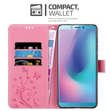 Samsung Galaxy A6s lommebokdeksel Blomster (rosa)