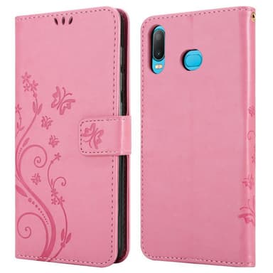 Samsung Galaxy A6s lommebokdeksel Blomster (rosa)