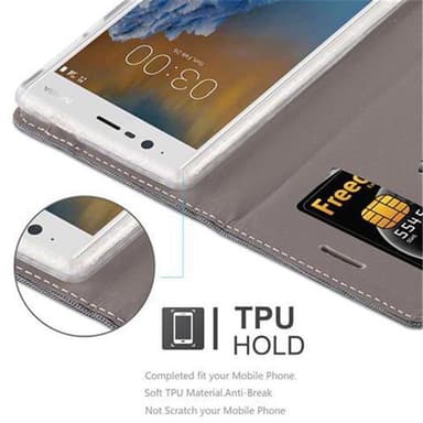 Nokia 3 2017 lommebokdeksel etui (grå)
