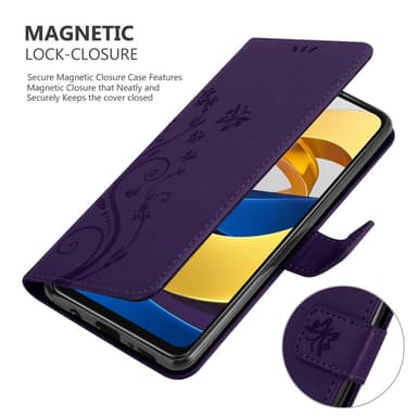 Xiaomi POCO M4 PRO 5G lommebokdeksel Blomster (lilla)
