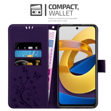 Xiaomi POCO M4 PRO 5G lommebokdeksel Blomster (lilla)