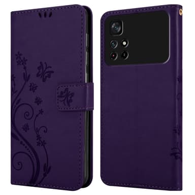 Xiaomi POCO M4 PRO 5G lommebokdeksel Blomster (lilla)