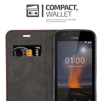 Nokia 1 2018 lommebokdeksel case (rød)