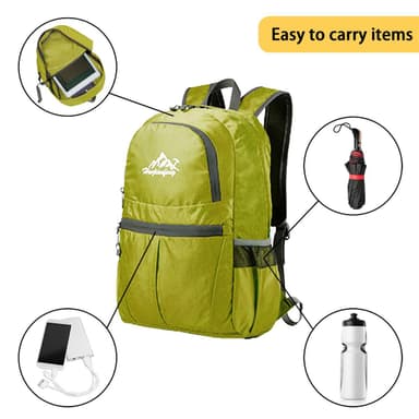 Sammenleggbar ryggsekk 36L unisex vanntett (lime)