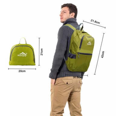 Sammenleggbar ryggsekk 36L unisex vanntett (lime)