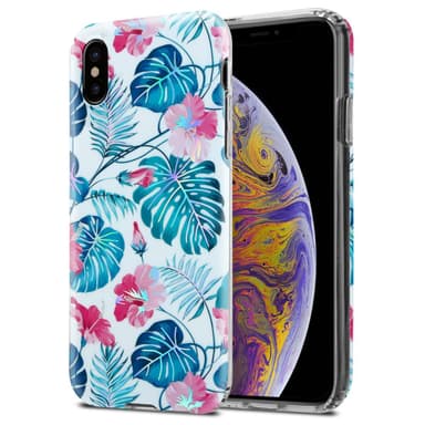 iPhone XS MAX lommebokdeksel Blomster (hvit)