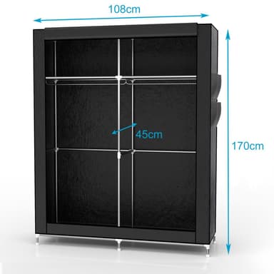 Sammenleggbar Garderobeskap 108x170x45 cm (svart)