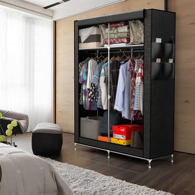 Sammenleggbar Garderobeskap 108x170x45 cm (svart)