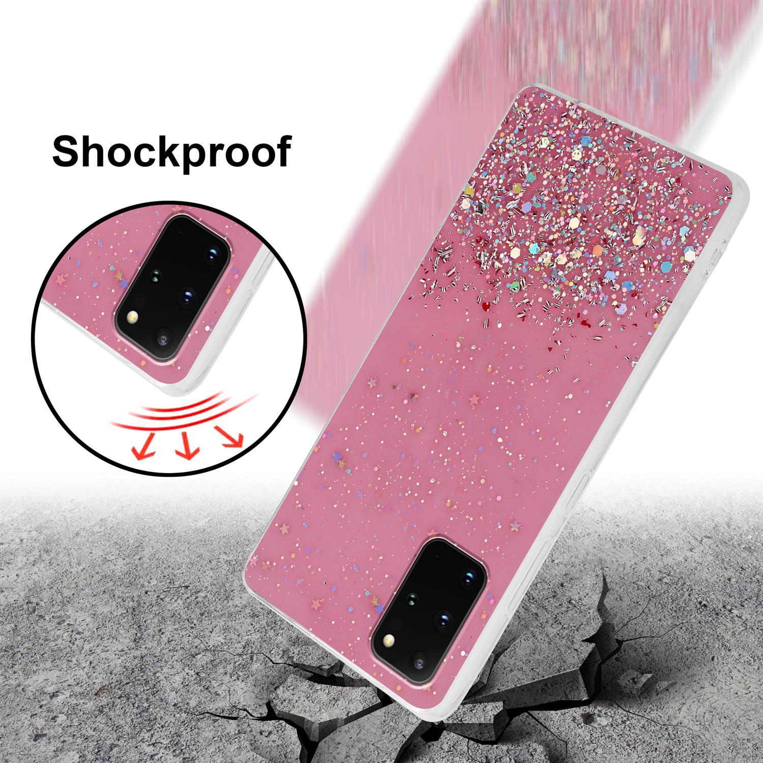 Samsung Galaxy S20 PLUS Silikondeksel Glitter (rosa)