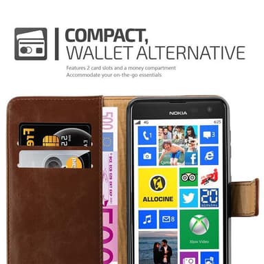 Nokia Lumia 625 lommebokdeksel etui (brun)