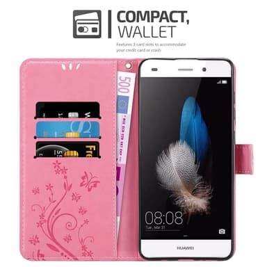Huawei P8 LITE 2015 lommebokdeksel Blomster (rosa)