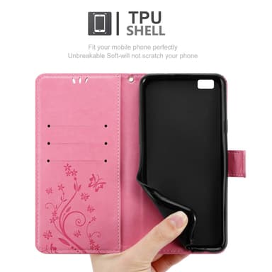 Huawei P8 LITE 2015 lommebokdeksel Blomster (rosa)