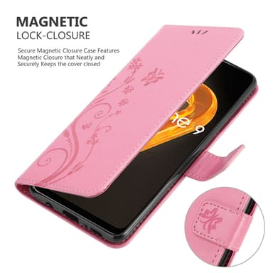 Realme 9 4G / 9 PRO+ lommebokdeksel Blomster (rosa)