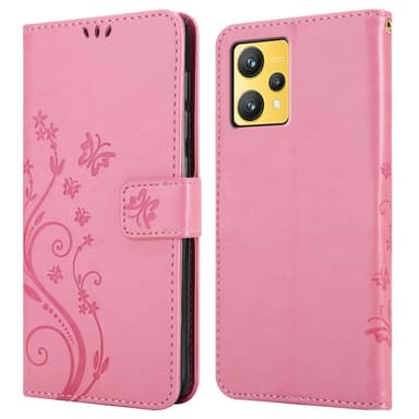 Realme 9 4G / 9 PRO+ lommebokdeksel Blomster (rosa)