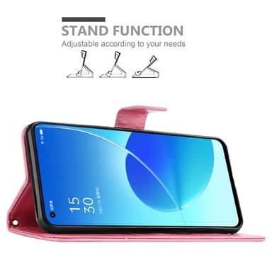 Oppo Reno6 5G lommebokdeksel Blomster (rosa)