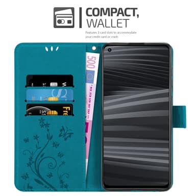 Realme GT 2 / GT Neo 2 lommebokdeksel Blomster (blå)