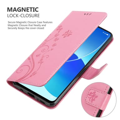 Oppo Reno6 5G lommebokdeksel Blomster (rosa)