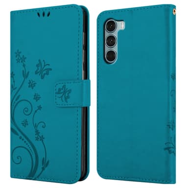 Motorola MOTO G200 5G lommebokdeksel Blomster (blå)