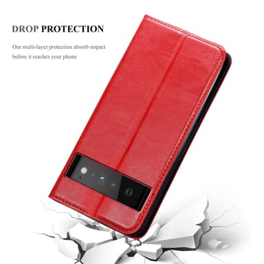 Google PIXEL 6 PRO lommebokdeksel case (rød)