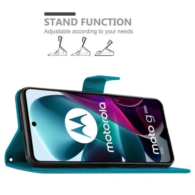 Motorola MOTO G200 5G lommebokdeksel Blomster (blå)