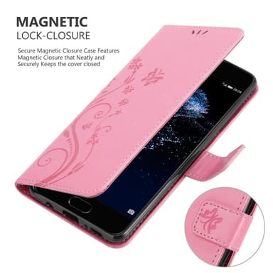 Huawei P10 PLUS lommebokdeksel Blomster (rosa)