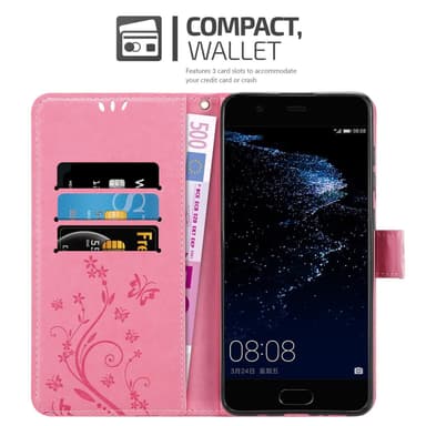 Huawei P10 PLUS lommebokdeksel Blomster (rosa)