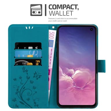 Samsung Galaxy S10e lommebokdeksel Blomster (blå)