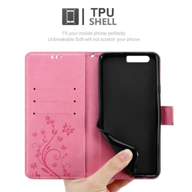 Huawei P10 PLUS lommebokdeksel Blomster (rosa)