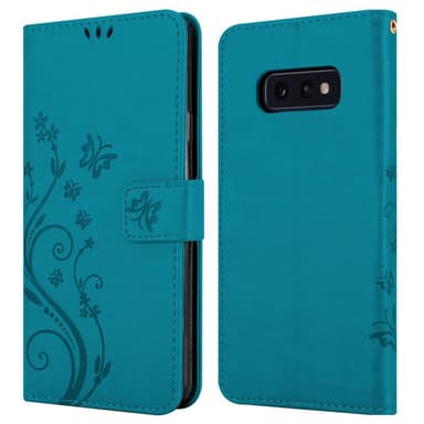 Samsung Galaxy S10e lommebokdeksel Blomster (blå)