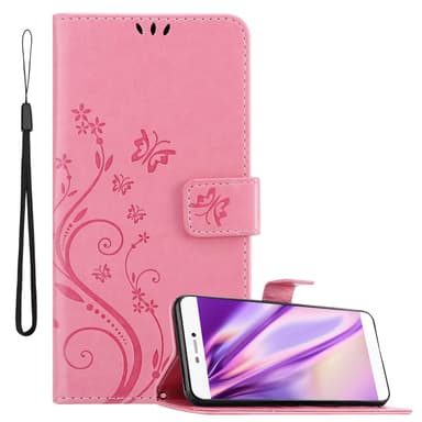 Huawei P8 lommebokdeksel Blomster (rosa)