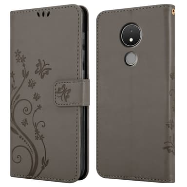 Nokia C21 lommebokdeksel Blomster (grå)
