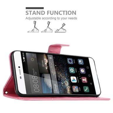 Huawei P8 lommebokdeksel Blomster (rosa)