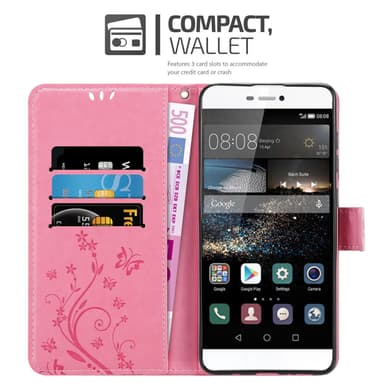 Huawei P8 lommebokdeksel Blomster (rosa)