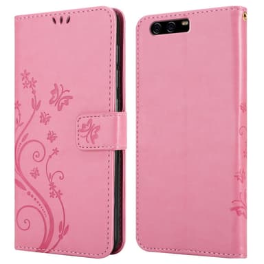 Huawei P10 PLUS lommebokdeksel Blomster (rosa)