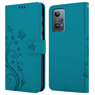Realme GT 2 / GT Neo 2 lommebokdeksel Blomster (blå)