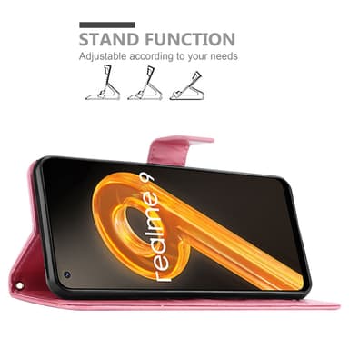 Realme 9 4G / 9 PRO+ lommebokdeksel Blomster (rosa)