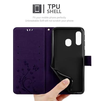 Samsung Galaxy A40 lommebokdeksel Blomster (lilla)