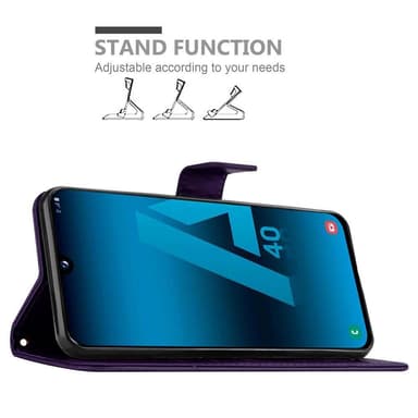 Samsung Galaxy A40 lommebokdeksel Blomster (lilla)