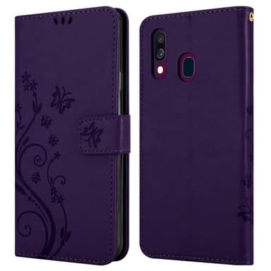 Samsung Galaxy A40 lommebokdeksel Blomster (lilla)