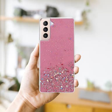 Samsung Galaxy S21 PLUS Silikondeksel Glitter (rosa)