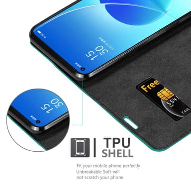 Oppo Reno6 5G lommebokdeksel case (turkis)
