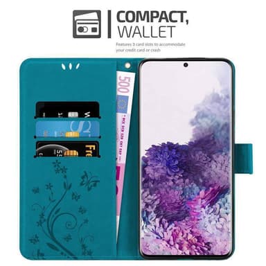 Samsung Galaxy S20 PLUS lommebokdeksel Blomster (blå)