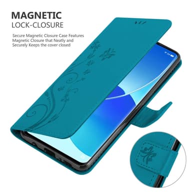 Oppo Reno6 PRO 5G lommebokdeksel Blomster (Blå)