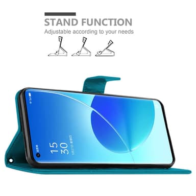 Oppo Reno6 PRO 5G lommebokdeksel Blomster (Blå)